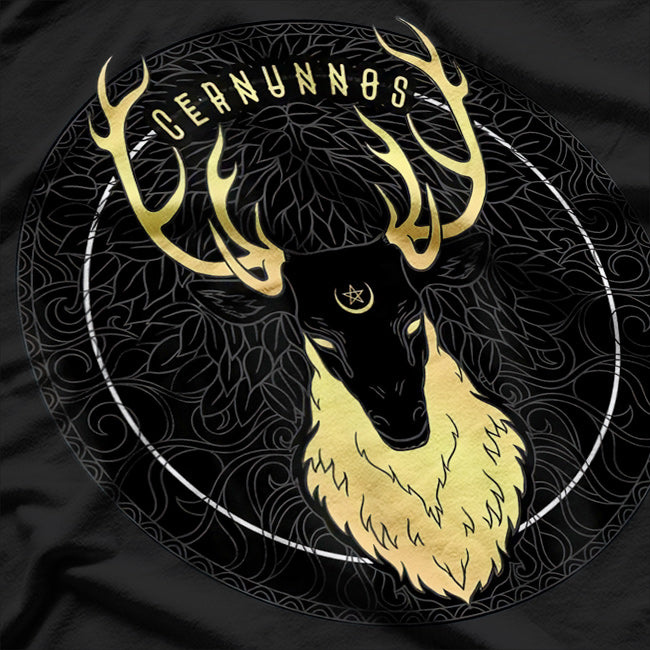 Cernunnos Celtic Pagan Horned Stag Forest God with Pentagram T-Shirt