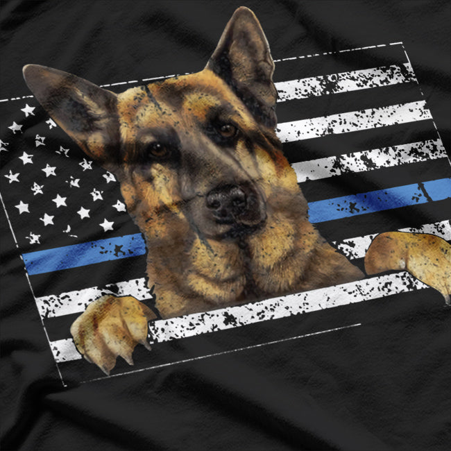 Support The Paws That Enforce The Laws Blue Line K9 Police T-Shirt