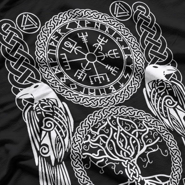 Vegvisir Viking Compass: Odin’s Ravens and the Norse World T-Shirt