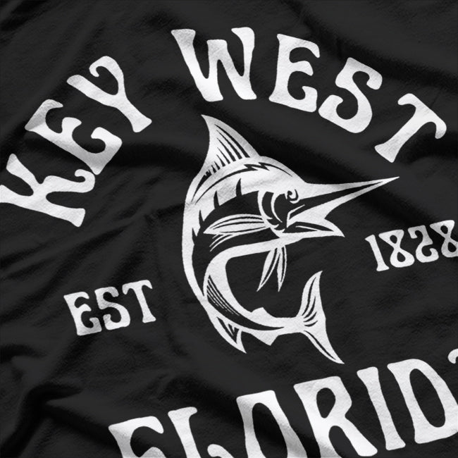 Key West Florida Marlin Fishing Ocean Beach Retro Sunset T-Shirt