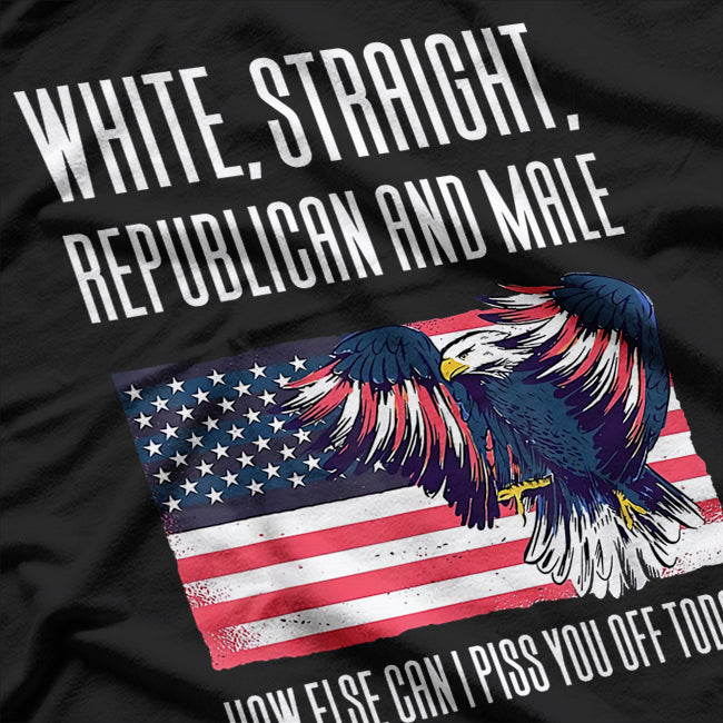 White Straight Republican Male Eagle and Flag T-Shirt