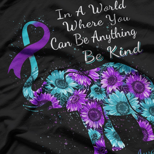 Be Kind - Suicide Prevention Awareness Sunflower Elephant T-Shirt