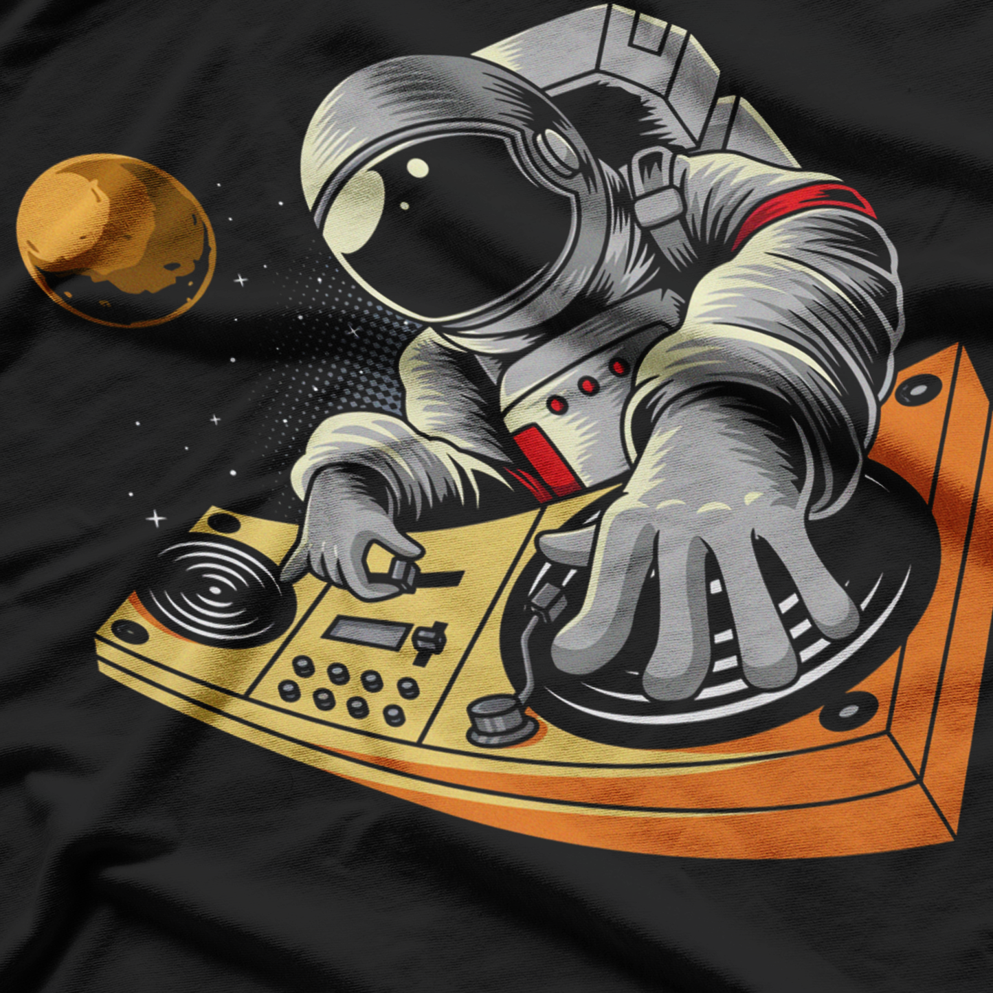 Astronaut Playing Dj in Space Planets Moon Stars Astronaut T-Shirt