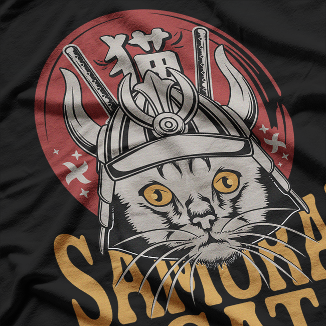 Samurai Cat Warrior Japanese Art Retro Vintage T-Shirt