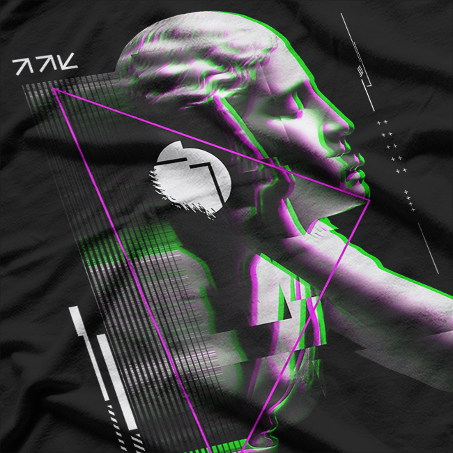 Glitch Statue Greek Retrowave Vaporwave Aesthetic Synthwave Art T-Shirt