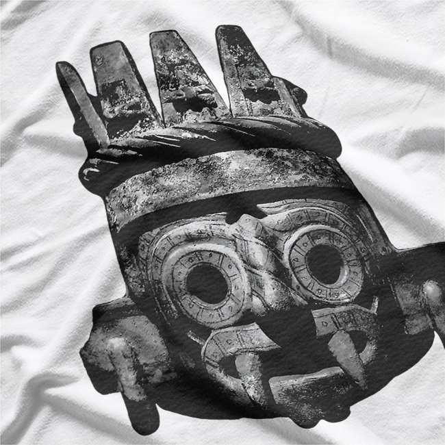 Tlaloc Face Ancient Aztec Rain God Warrior Tribal Art T-Shirt