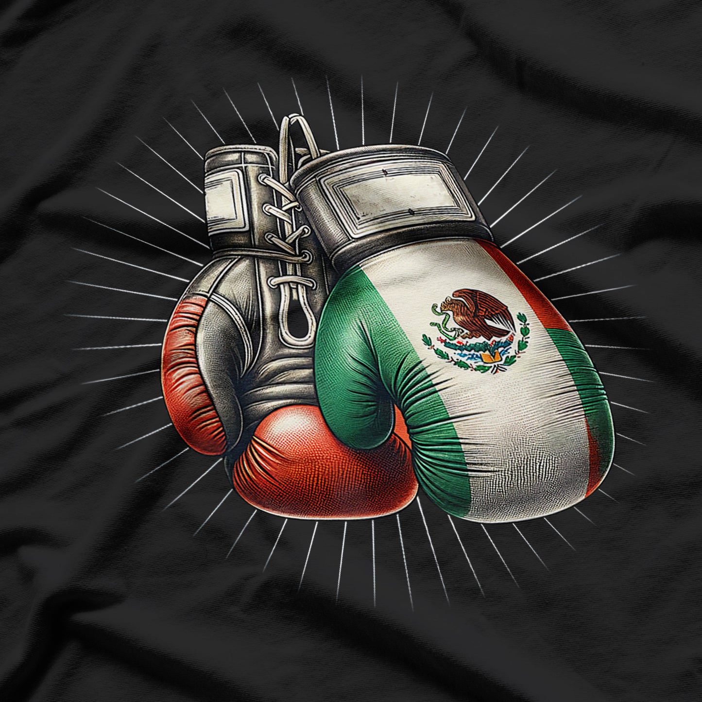 Boxing Gloves Mexico Boxing Vintage Mexican Flag T-Shirt