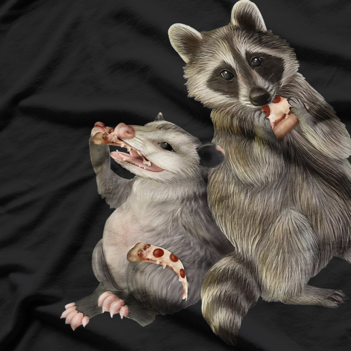 Possum and Raccoon Eating Pizza Animal Food Lover T-Shirt