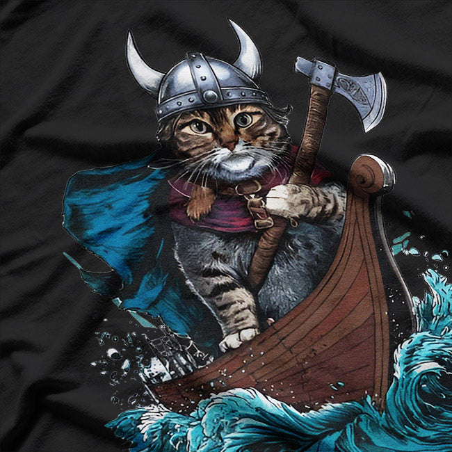 Viking Berserk Cat – Retro Warrior Funny Graphic T-Shirt