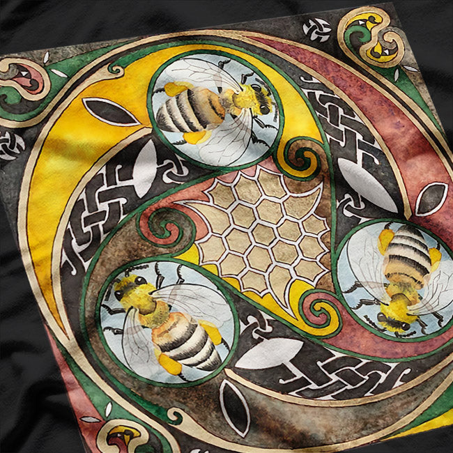 Viking Celtic Knotwork - Triple Spirals and Bees T-Shirt