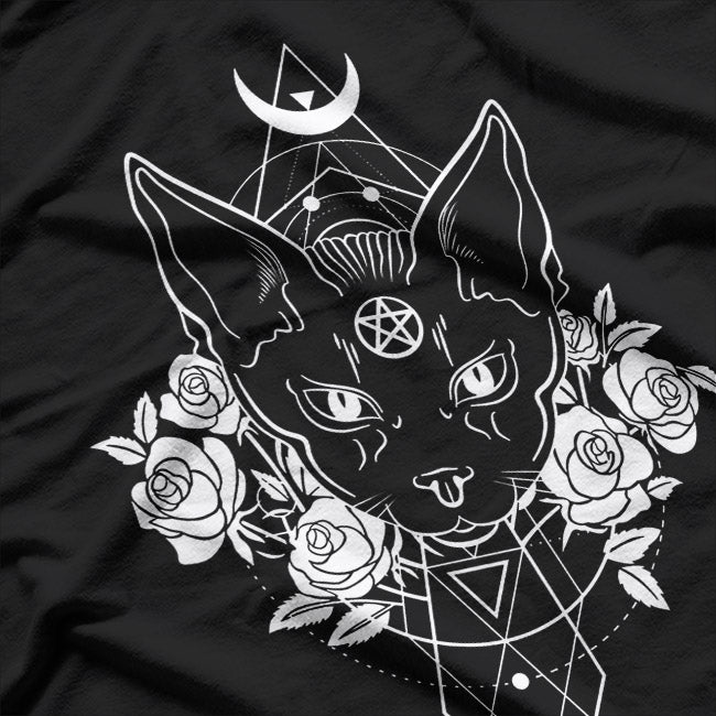 Sacred Geometry Wiccan Pagan Pentagram Cat Occult Art T-Shirt