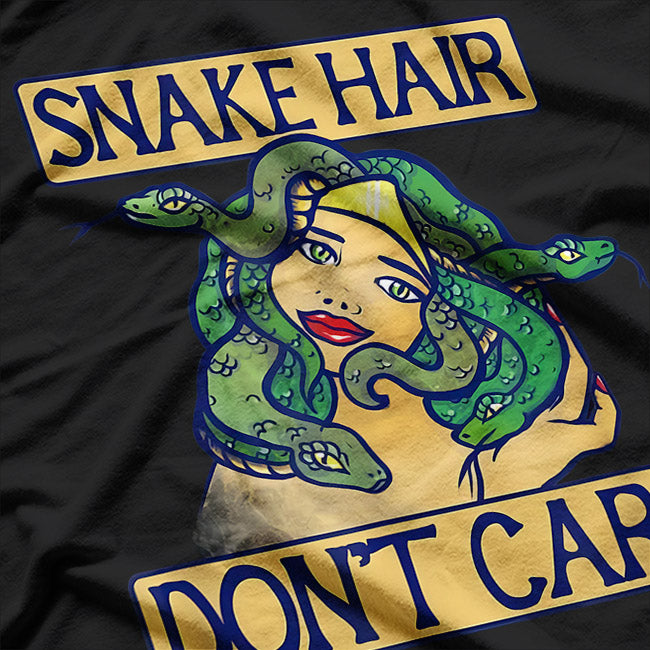 Snake Hair Don’t Care – Funny Medusa Head Mythology T-Shirt