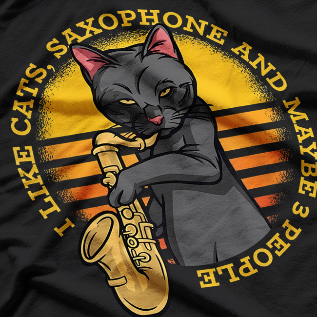Cat with Saxophone - Music Lover's Purrformance T-Shirt