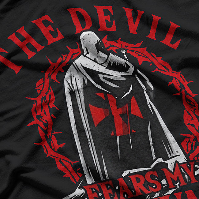 Templar Knight Crusader – Armor Costume Style with Bold Warrior Quote T-Shirt