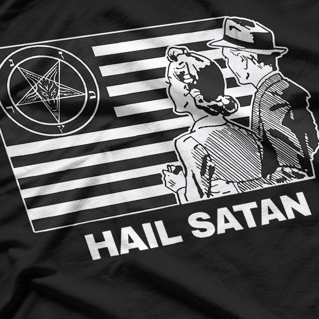 Hail Satan with Satanic Flag Dark Occult Satanism T-Shirt