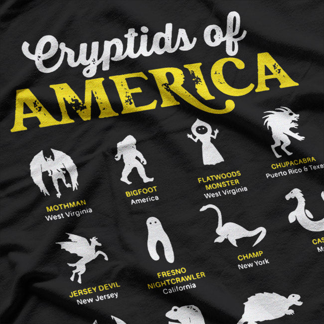 American Cryptids – Mothman Chupacabra Frogman Jersey Devil Love T-Shirt