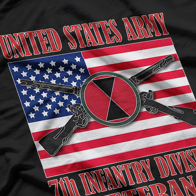 US Army 7th Infantry Division Veteran – American Flag T-Shirt