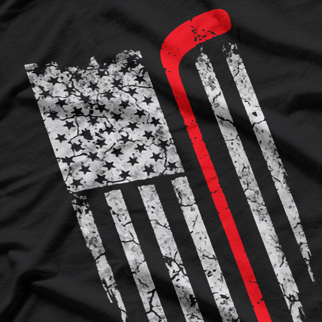 Vintage Hockey American Flag, Hockey Enthusiast T-Shirt
