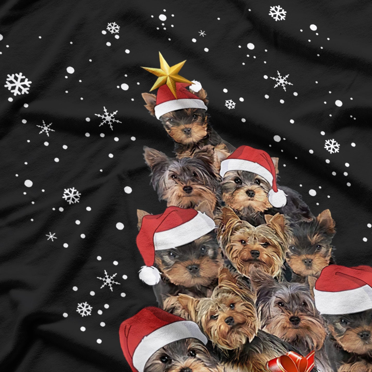 Yorkie Dogs Tree Christmas Xmas Pet Animal Dog Lover T-Shirt