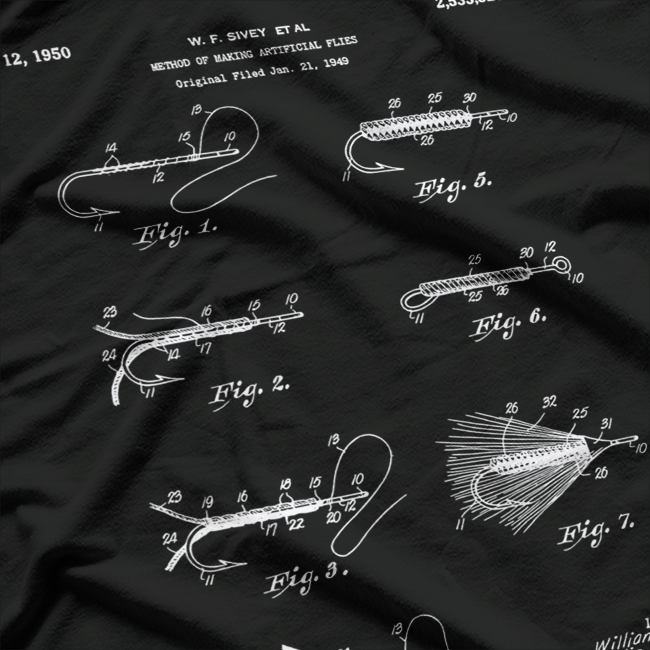 Fly Fishing Patent – Vintage Fisherman Blueprint Art Love T-Shirt