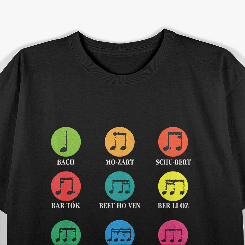 Classic Composers Celebrating Classical Music and the Timeless Art of Musical Notes T-Shirt