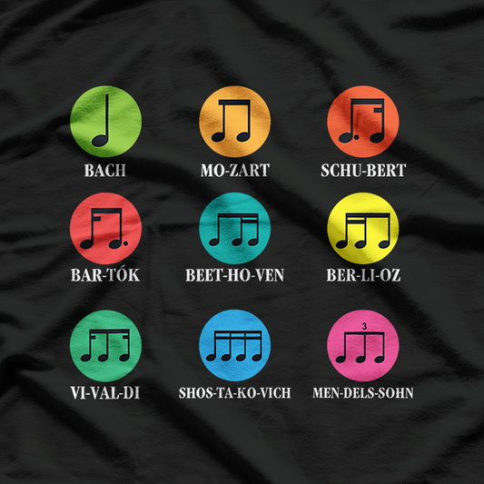 Classic Composers Celebrating Classical Music and the Timeless Art of Musical Notes T-Shirt