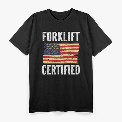 USA Flag Warehouse Forklift Certified T-Shirt