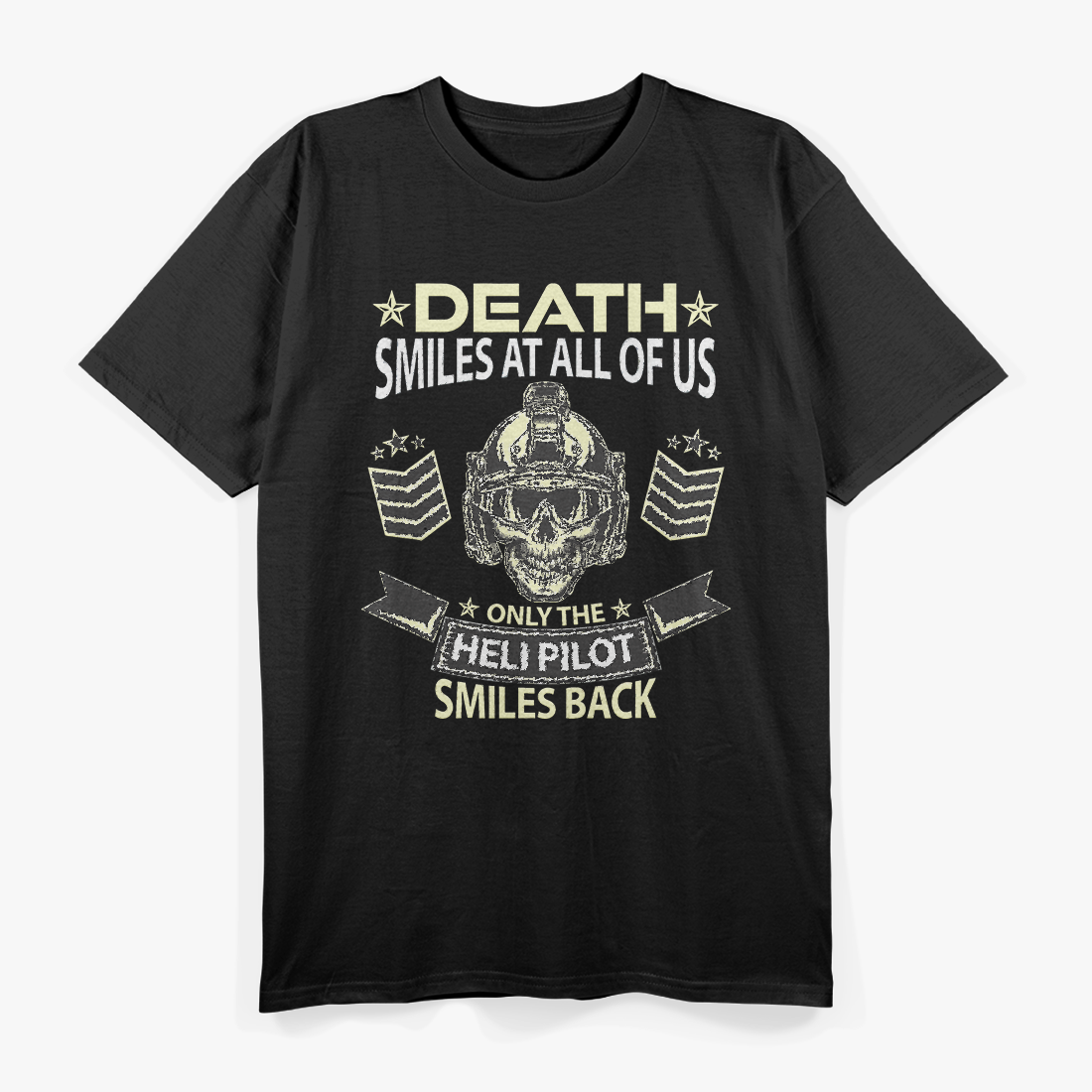 Helicopter Pilot US ARMY Aviation Skull Design T-Shirt