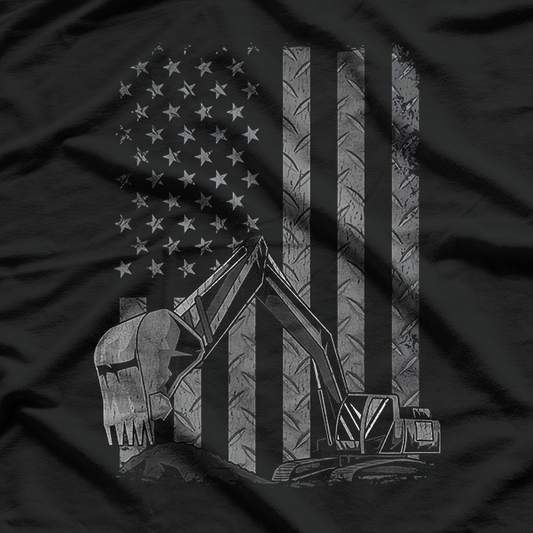 Patriotic Construction Worker Excavator Operator Digger Cool T-Shirt