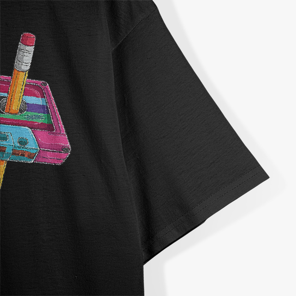 Vintage Cassette Tape Pencil 70s 80s 90s Music Mixtape Retro T-Shirt