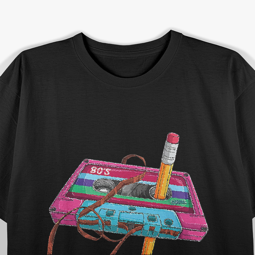 Vintage Cassette Tape Pencil 70s 80s 90s Music Mixtape Retro T-Shirt