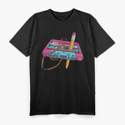 Vintage Cassette Tape Pencil 70s 80s 90s Music Mixtape Retro T-Shirt