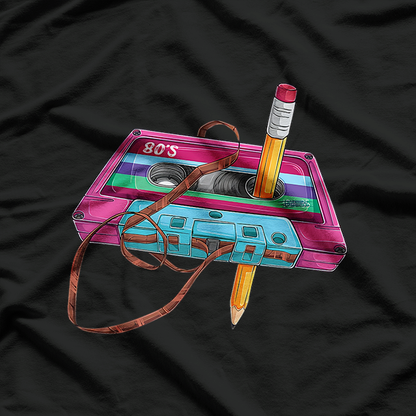Vintage Cassette Tape Pencil 70s 80s 90s Music Mixtape Retro T-Shirt