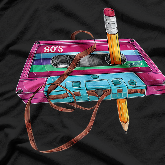 Vintage Cassette Tape Pencil 70s 80s 90s Music Mixtape Retro T-Shirt