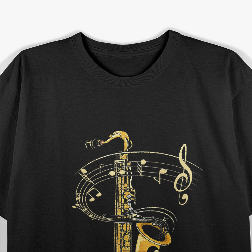 Music Notes Treble Clef Saxophonist Jazz Musician Saxophone T-Shirt