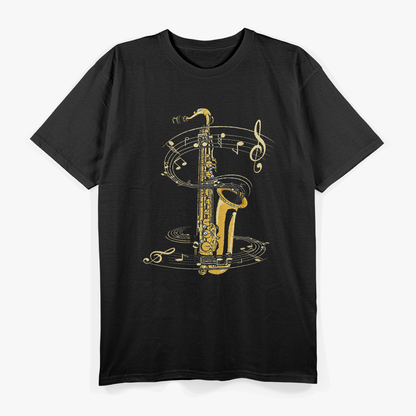 Music Notes Treble Clef Saxophonist Jazz Musician Saxophone T-Shirt