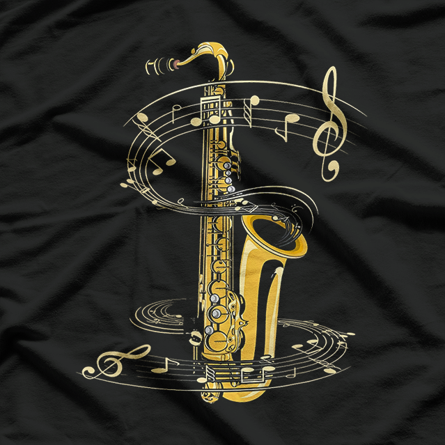 Music Notes Treble Clef Saxophonist Jazz Musician Saxophone T-Shirt