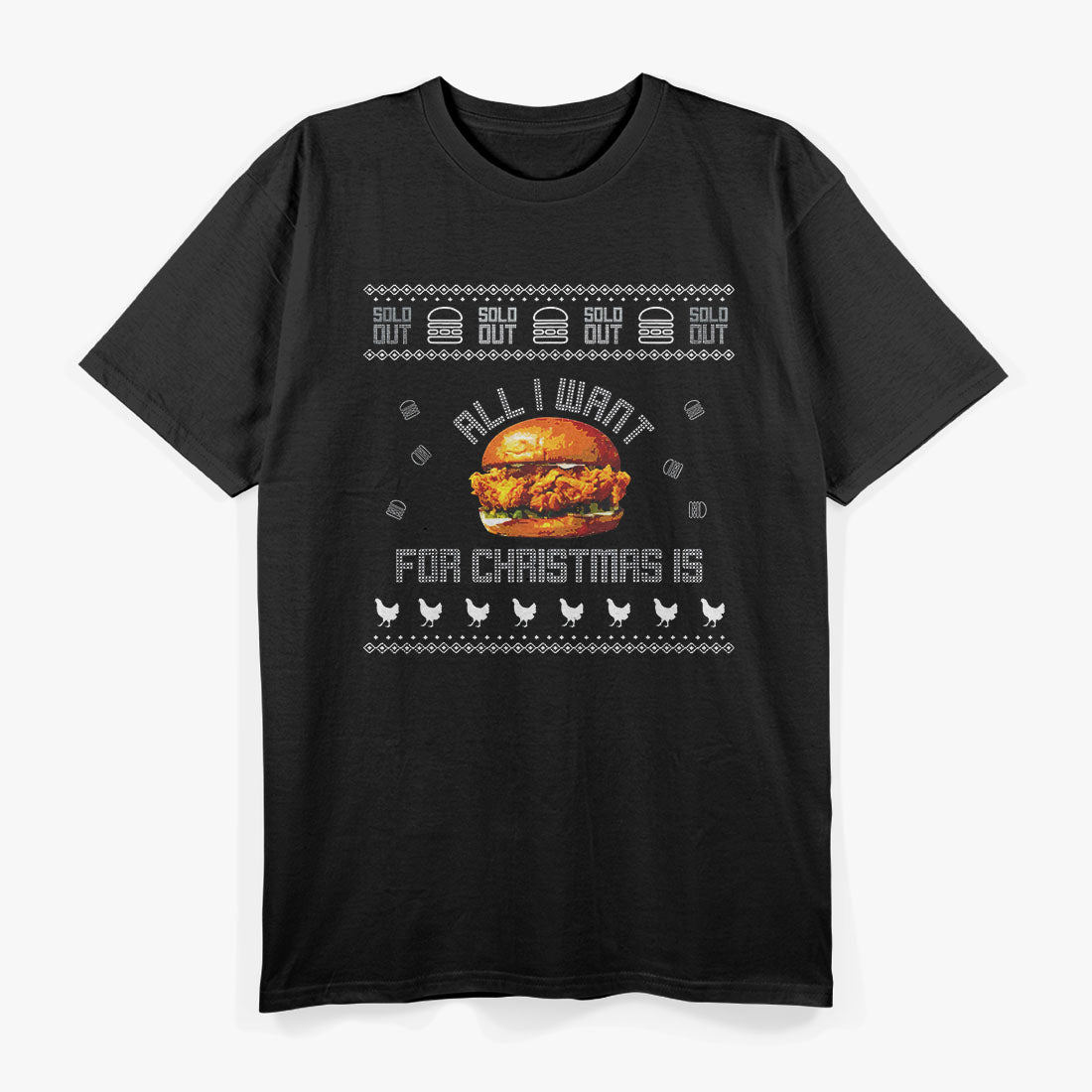 Chicken Sandwich Funny Ugly Christmas T-Shirt