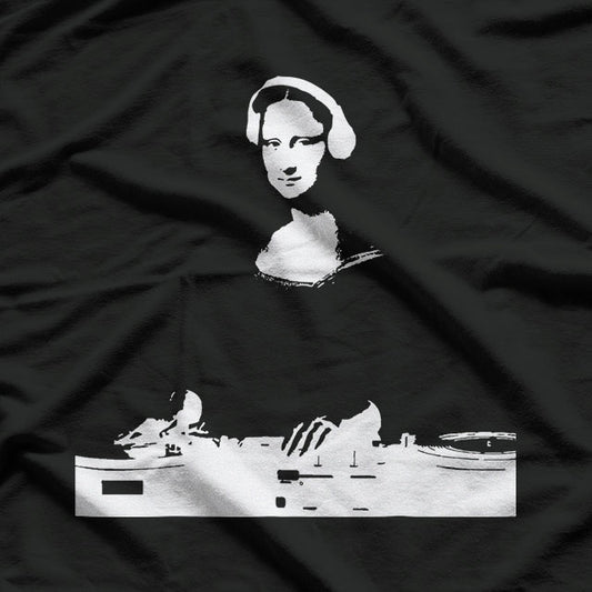 Dj Mona Lisa With Dj Headphone Behind A Dj Table T-Shirt