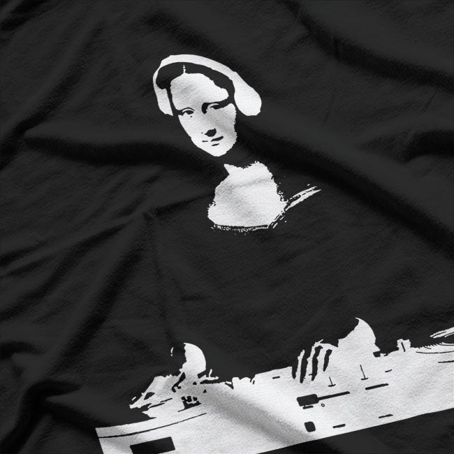 Dj Mona Lisa With Dj Headphone Behind A Dj Table T-Shirt