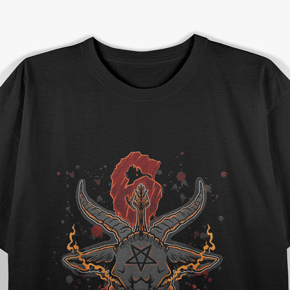 Baphomet Satanic Pentagram Lucifer Sigil and 666 Symbol of Dark Rebellion T-Shirt