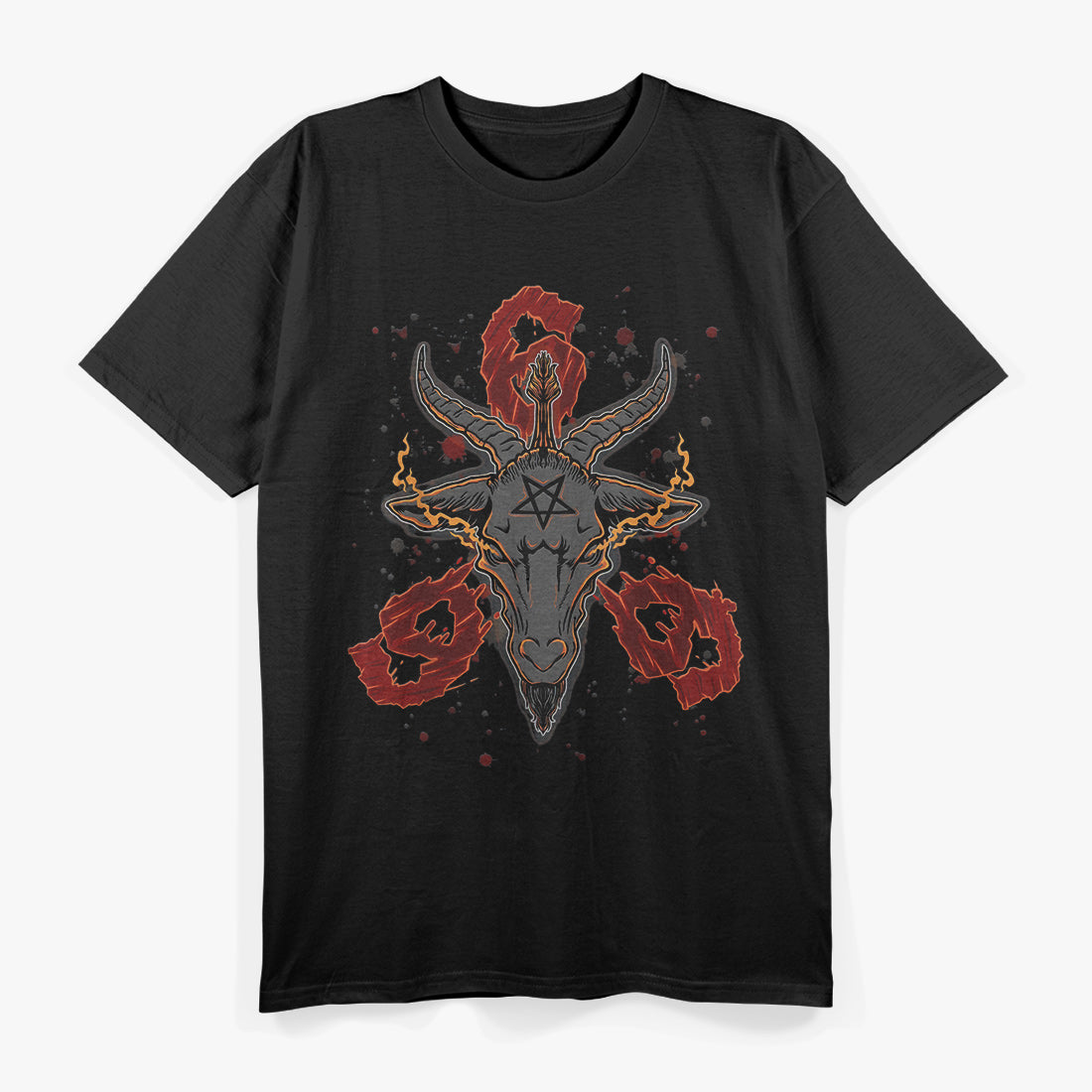 Baphomet Satanic Pentagram Lucifer Sigil and 666 Symbol of Dark Rebellion T-Shirt