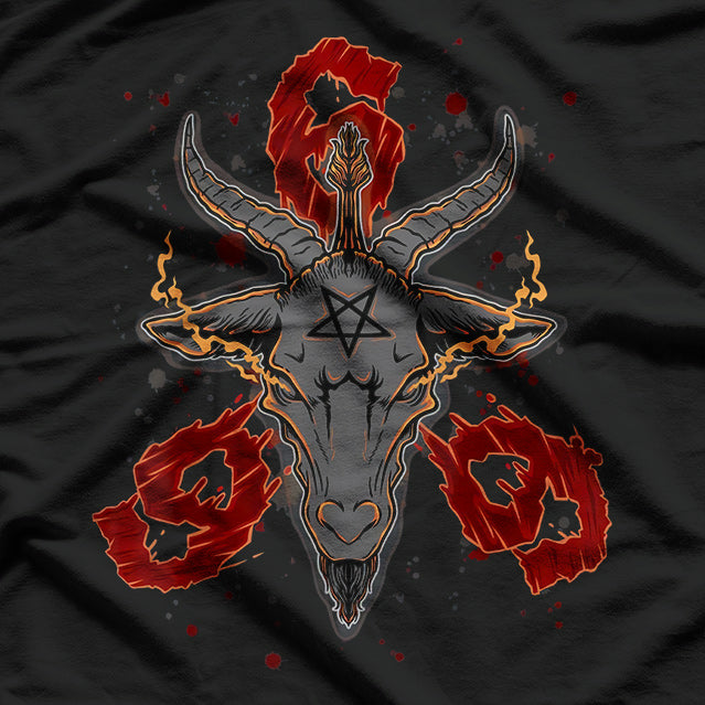 Baphomet Satanic Pentagram Lucifer Sigil and 666 Symbol of Dark Rebellion T-Shirt