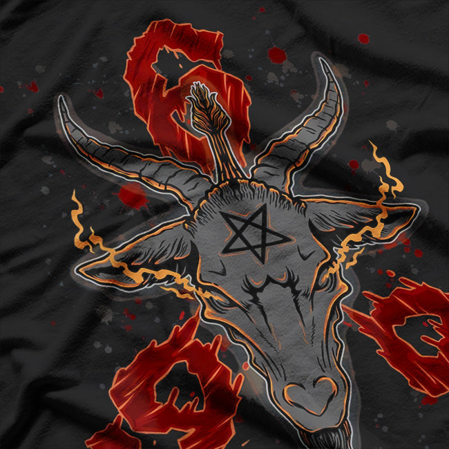 Baphomet Satanic Pentagram Lucifer Sigil and 666 Symbol of Dark Rebellion T-Shirt