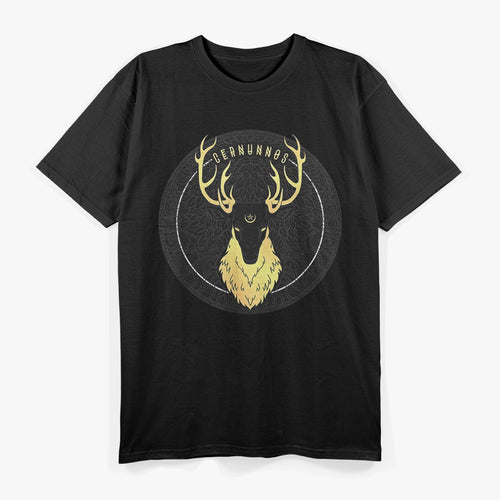 Cernunnos Celtic Pagan Horned Stag Forest God with Pentagram T-Shirt