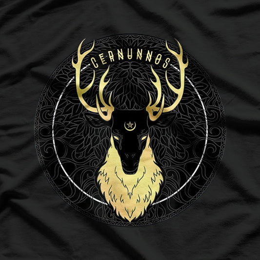 Cernunnos Celtic Pagan Horned Stag Forest God with Pentagram T-Shirt
