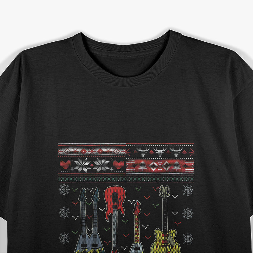 Guitars and Musicians Ugly Christmas Sweater Design for Music Lovers T-Shirt