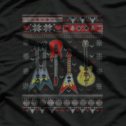 Guitars and Musicians Ugly Christmas Sweater Design for Music Lovers T-Shirt