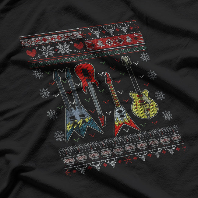 Guitars and Musicians Ugly Christmas Sweater Design for Music Lovers T-Shirt