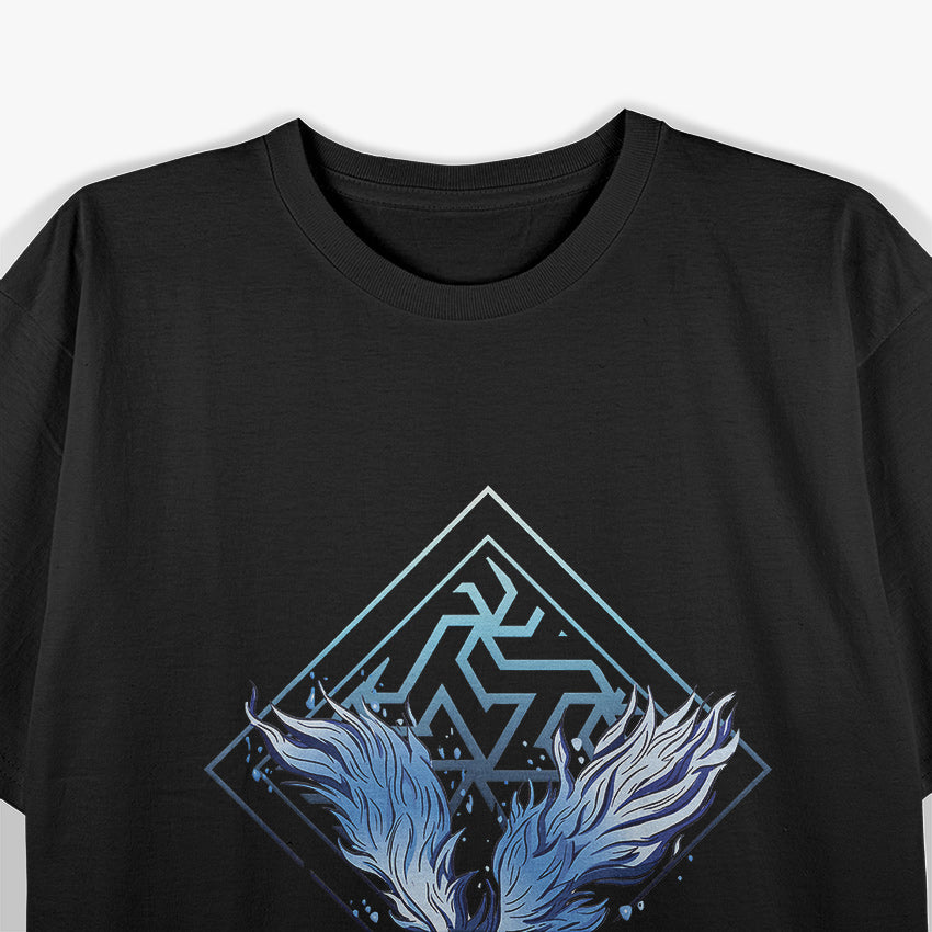 Legendary Blue Fire Phoenix Mythical Fantasy Bird of Flame T-Shirt